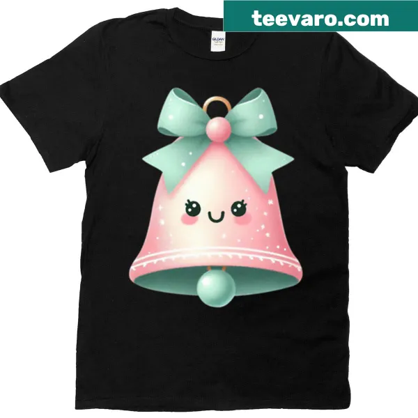 Kawaii Christmas bell illustration on a T-shirt