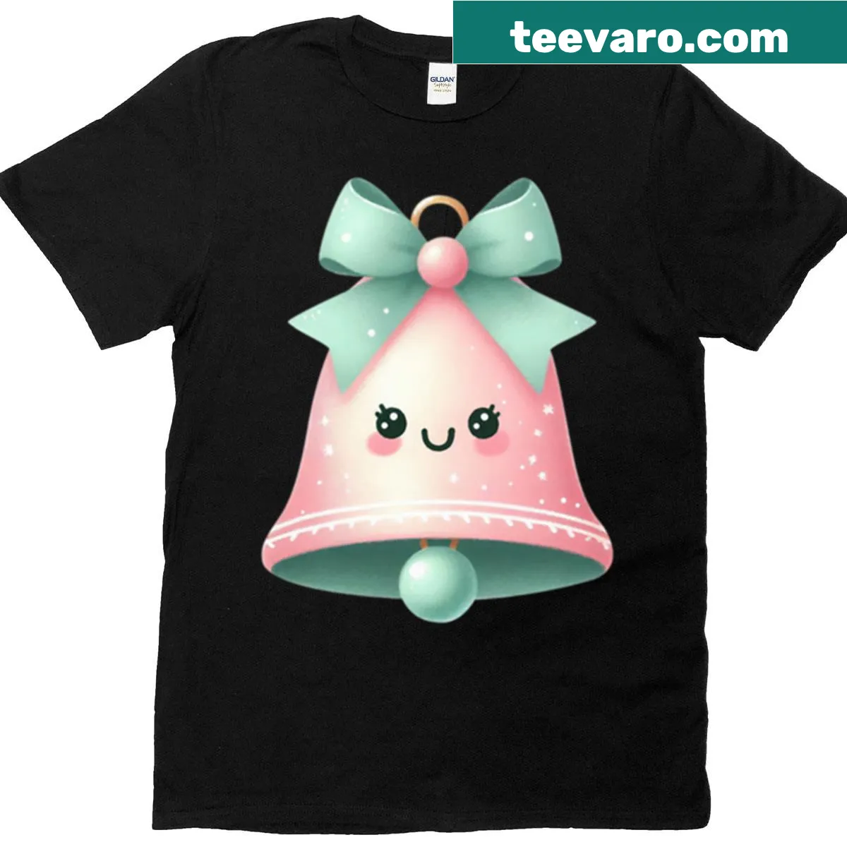 Kawaii Christmas bell illustration on a T-shirt — on a men's t-shirt