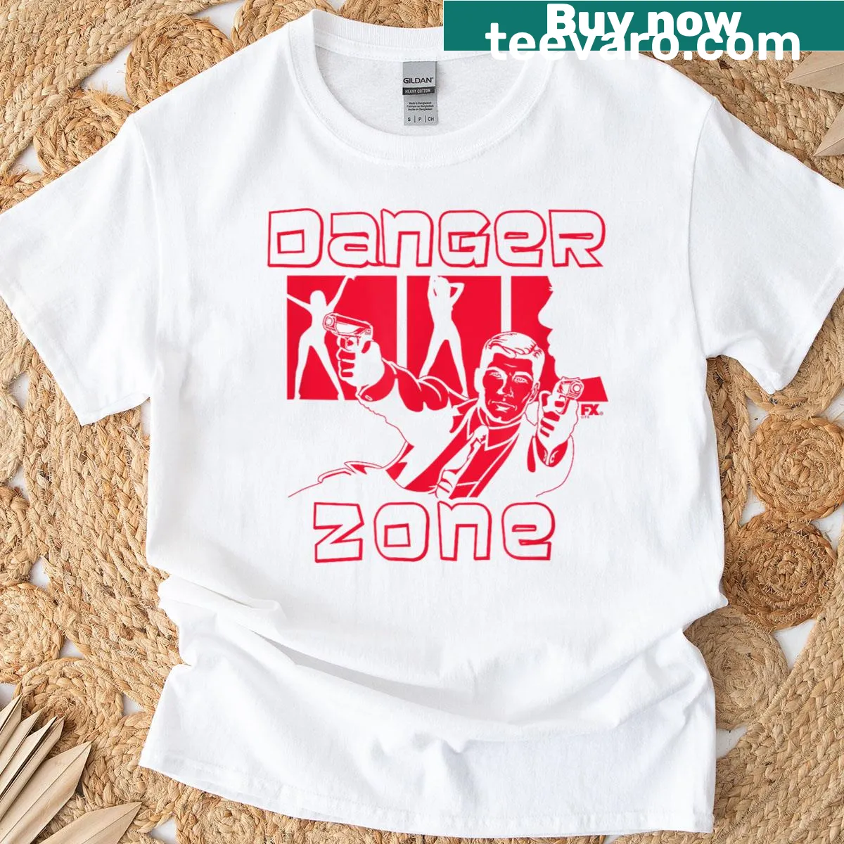Cartoon action spy scene graphic on a playful T-shirt — on a men's t-shirt