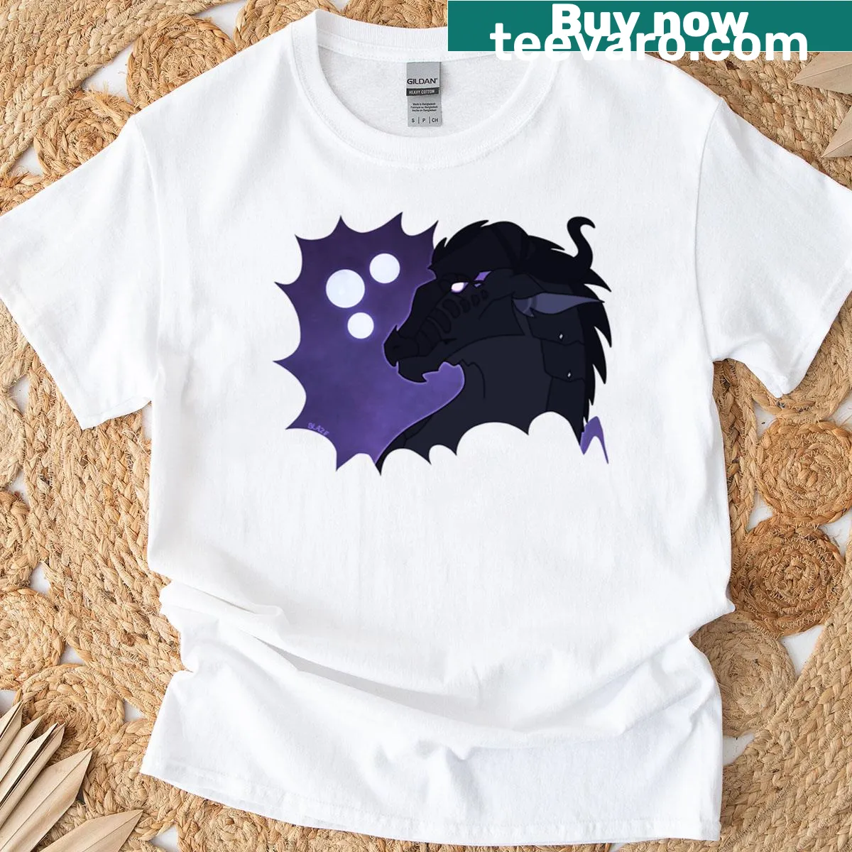 Darkstalker illustration with moons on a fantasy-themed t-shirt — on a men's t-shirt