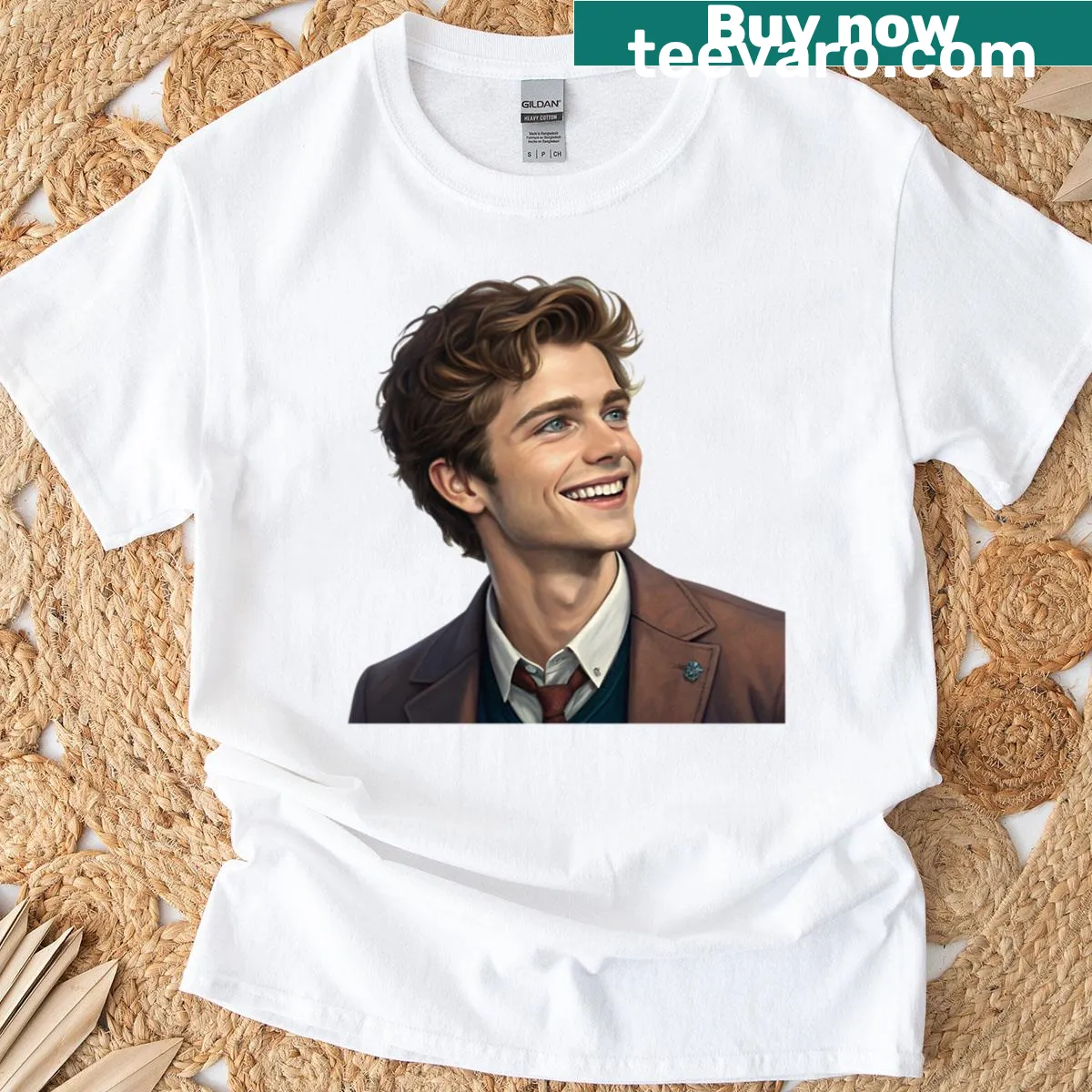 Illustration of David Corenswet as Clark Kent on a T-shirt — on a men's t-shirt