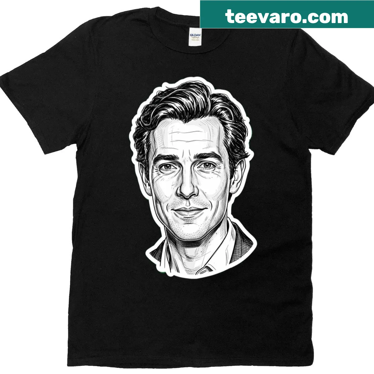 Oversized t-shirt featuring a stylized graphic of David Corenswet's face — on a men's t-shirt