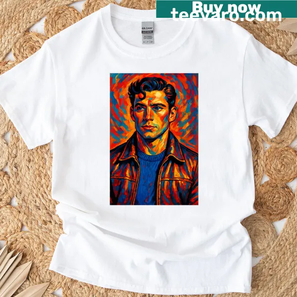 Portrait of David Corenswet printed on a stylish T-shirt