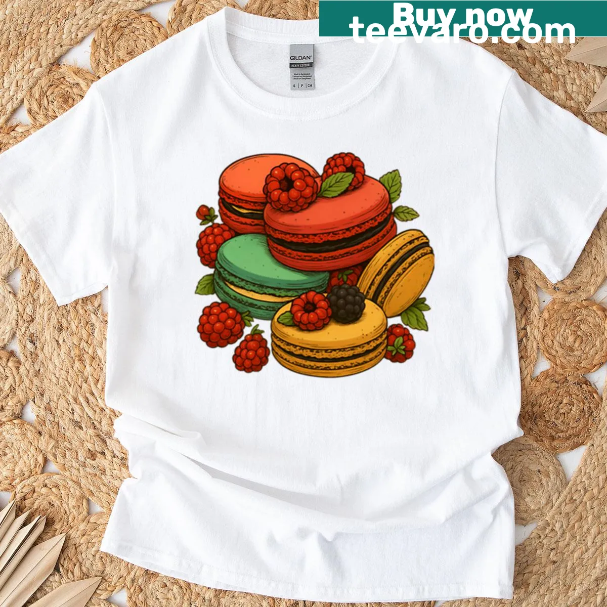 Illustration of assorted macarons in a charming design. — on a men's t-shirt
