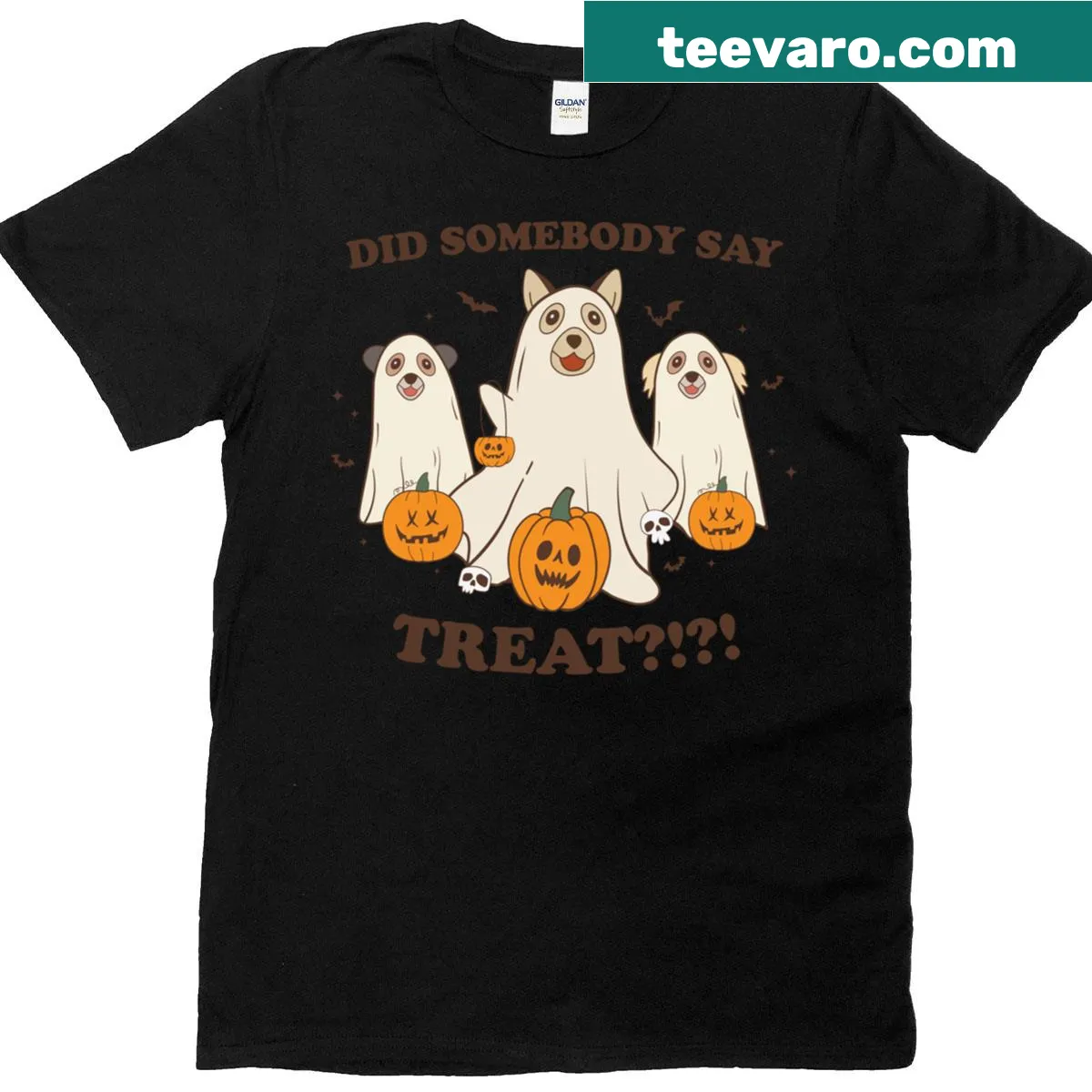Funny Halloween t-shirt for dog lovers with cartoon graphics — on a men's t-shirt
