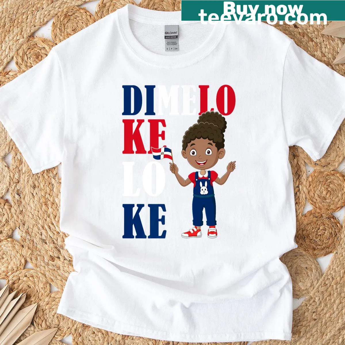 Illustration featuring the phrase 'Dimelo Ke Lo Ke' celebrating Dominican heritage. — on a men's t-shirt