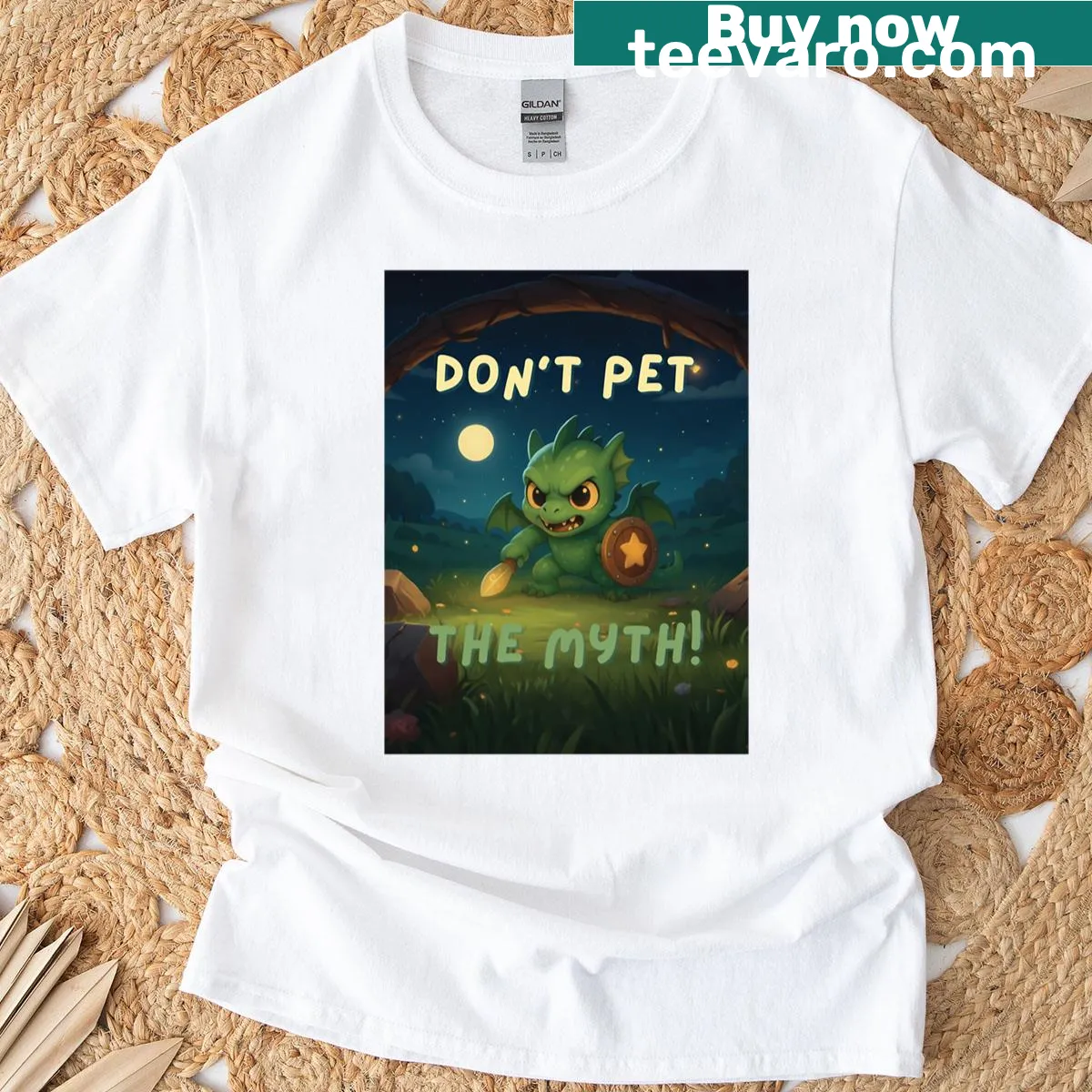 Cute cartoon chupacabra graphic on defender T-shirt — on a men's t-shirt