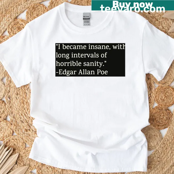 Artistic T-shirt featuring Edgar Allan Poe illustration.