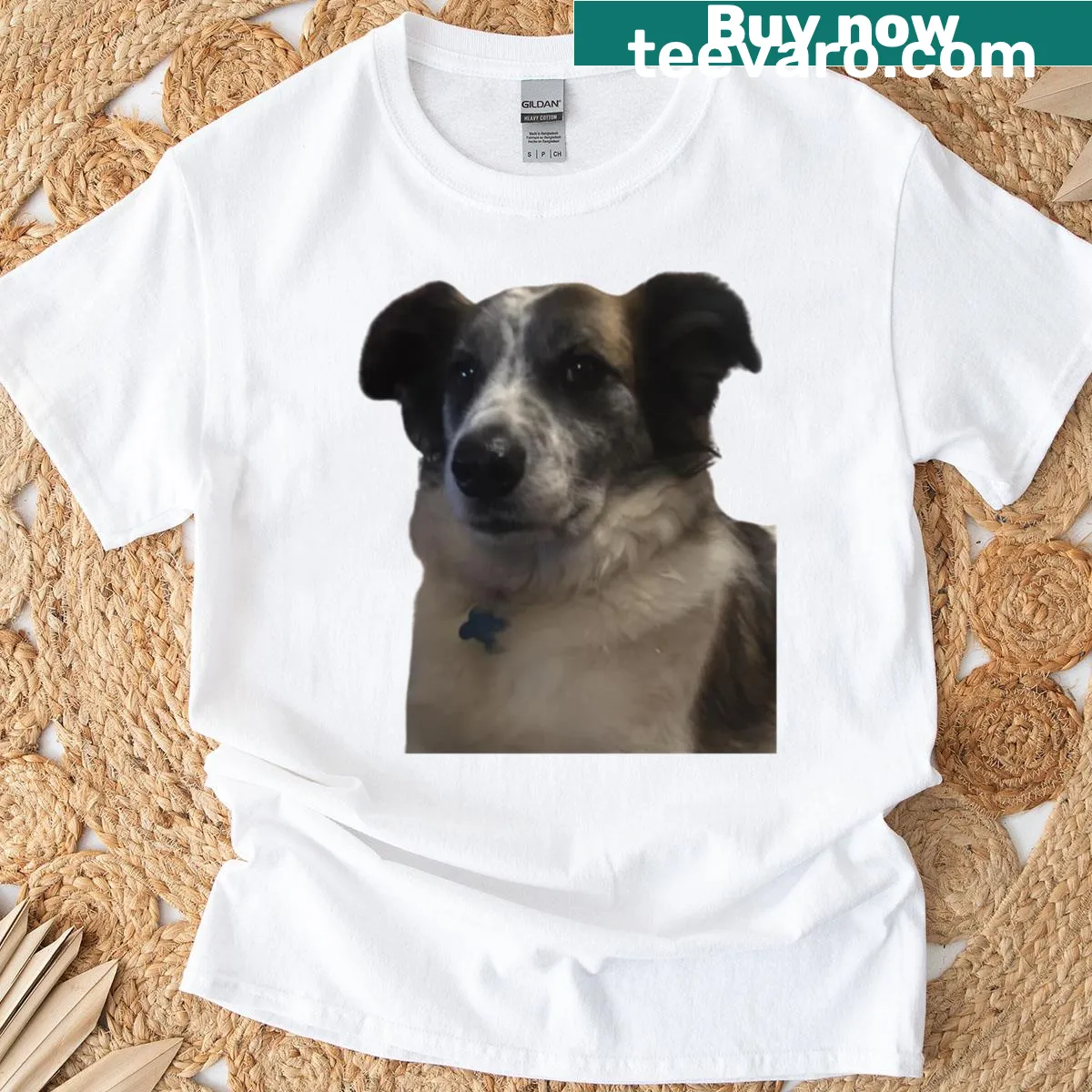 Cartoon-style t-shirt featuring Erik the Red Sheep Dog — on a men's t-shirt
