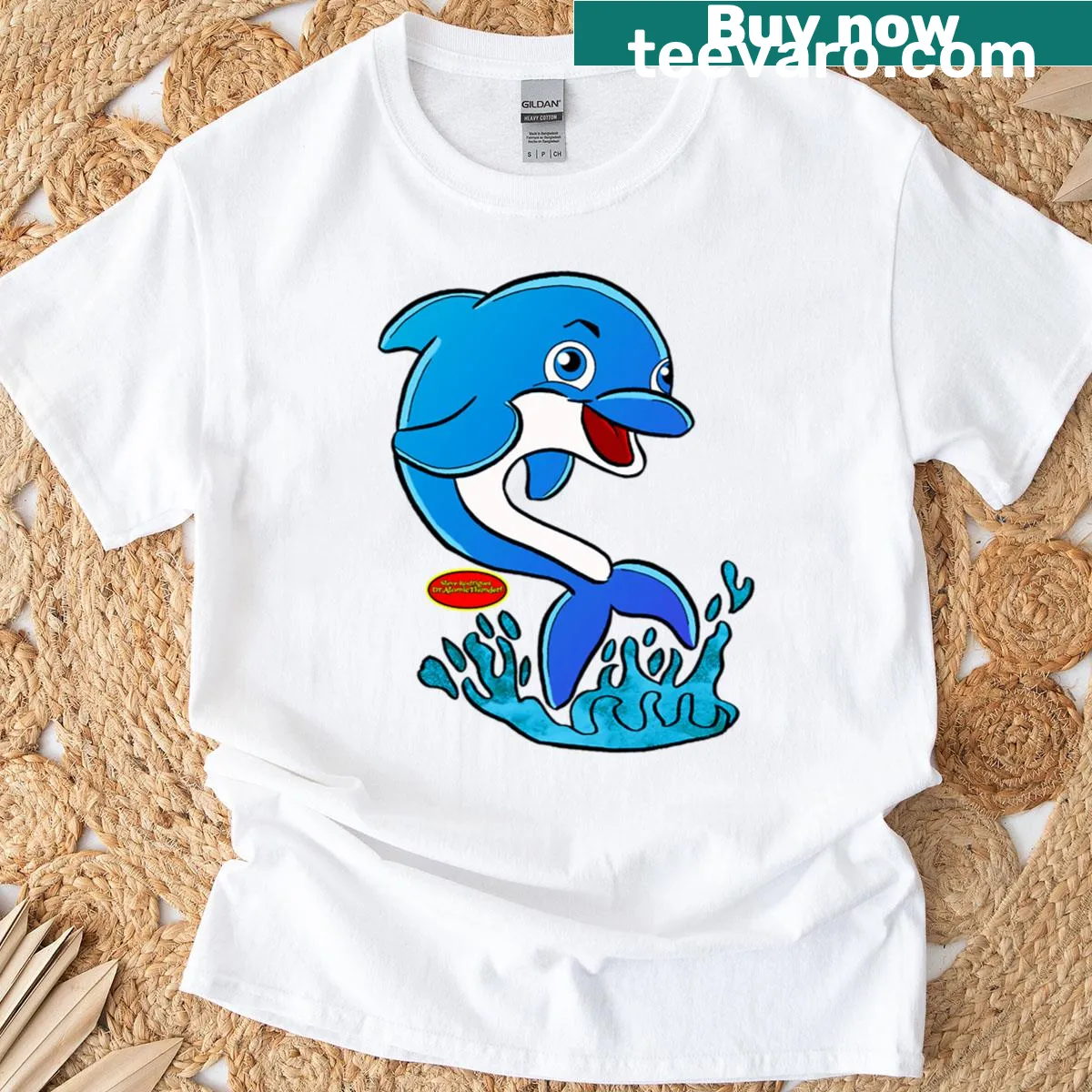 Illustration of a dolphin on a casual T-shirt for ocean lovers. — on a men's t-shirt