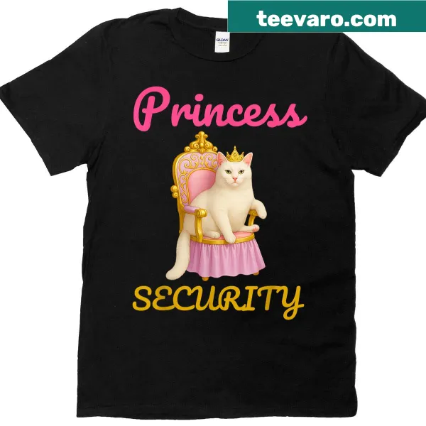 Cartoon cat princess graphic on a humorous T-shirt