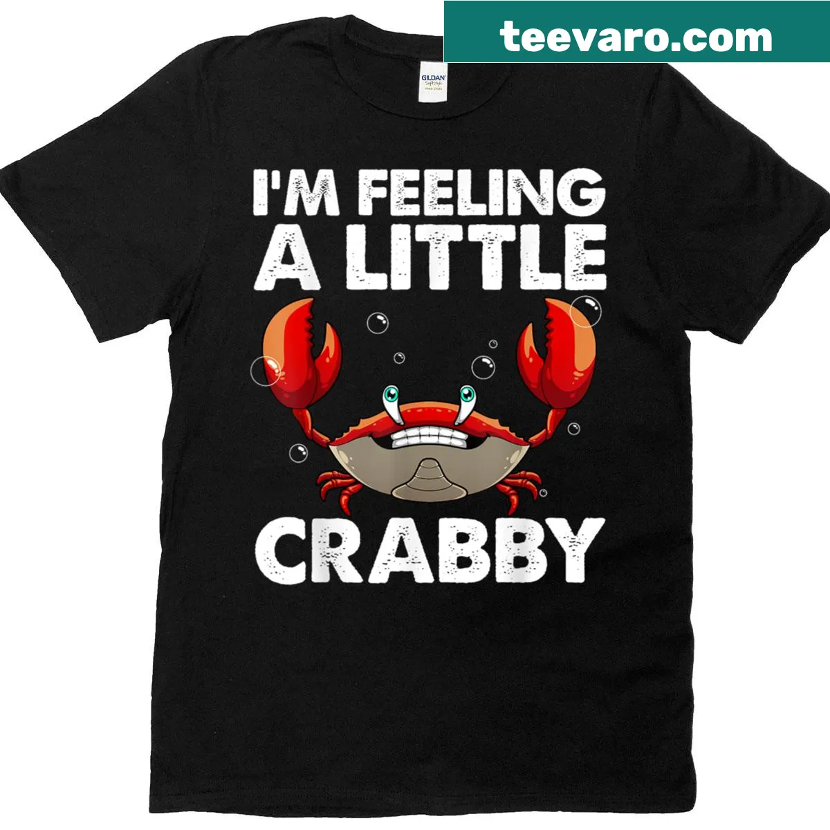 Whimsical T-shirt featuring funny crab graphics for crab lovers — on a men's t-shirt