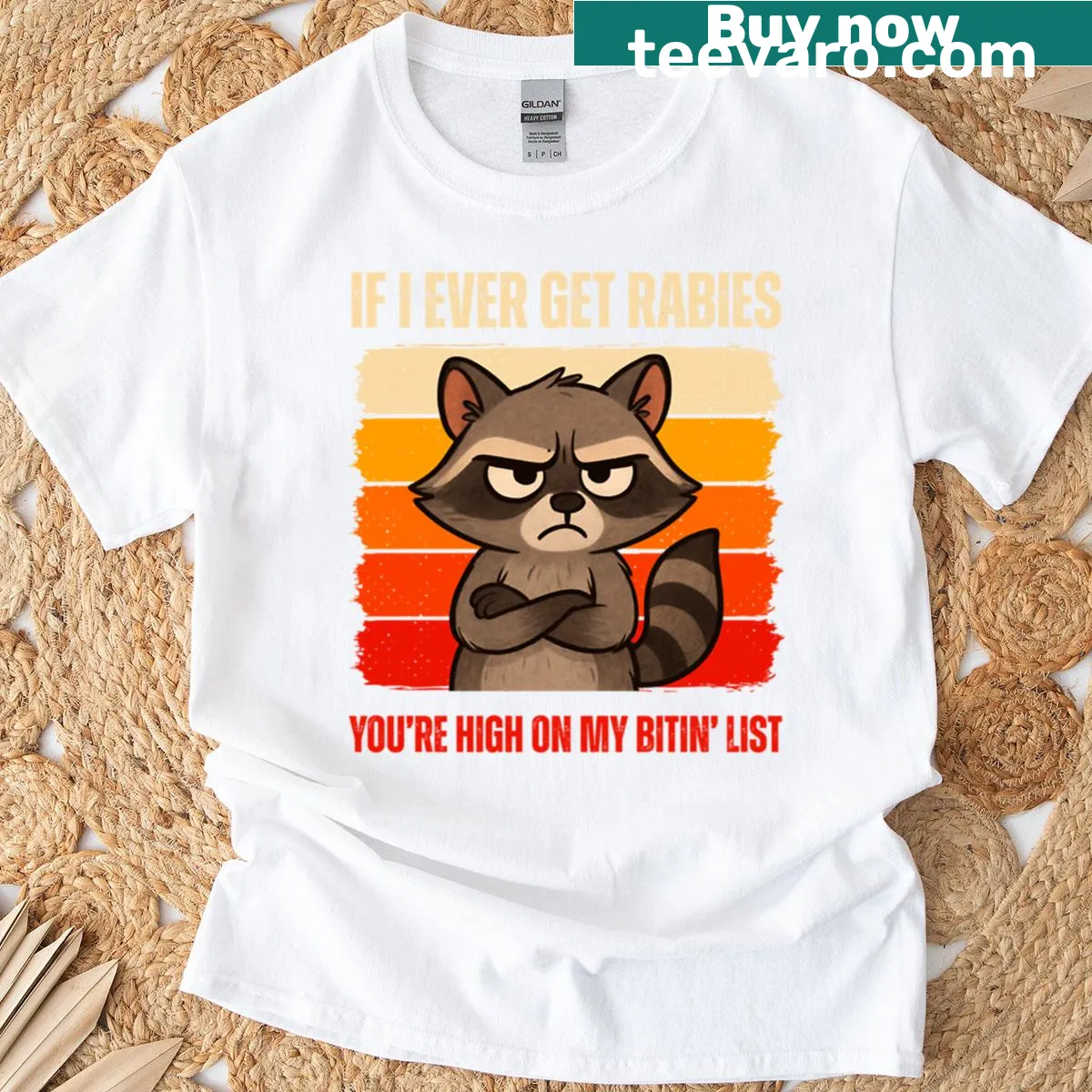Whimsical raccoon graphic t-shirt for raccoon lovers — on a men's t-shirt