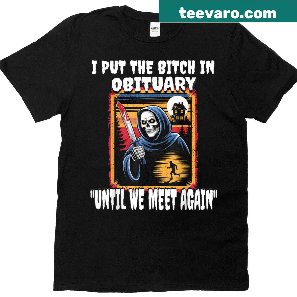 Funny T-shirt featuring a grim reaper graphic for men — on a men's t-shirt