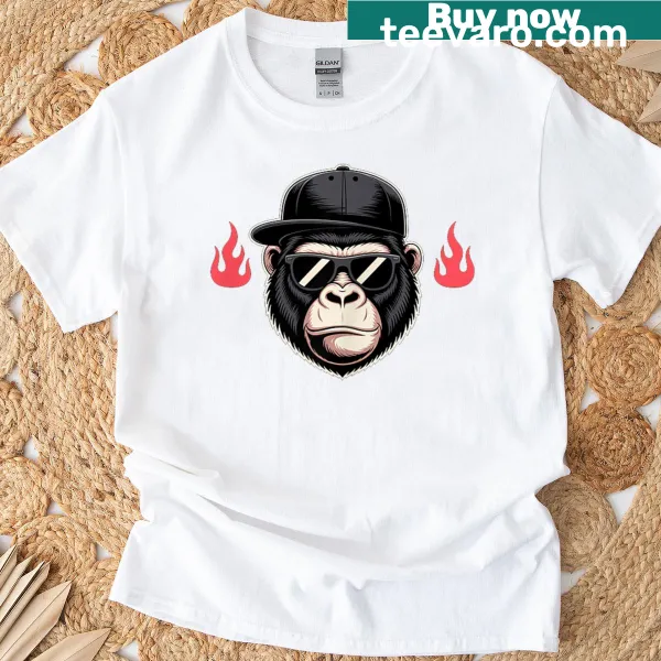 Humorous t-shirt with a monkey in sunglasses and text about bad choices