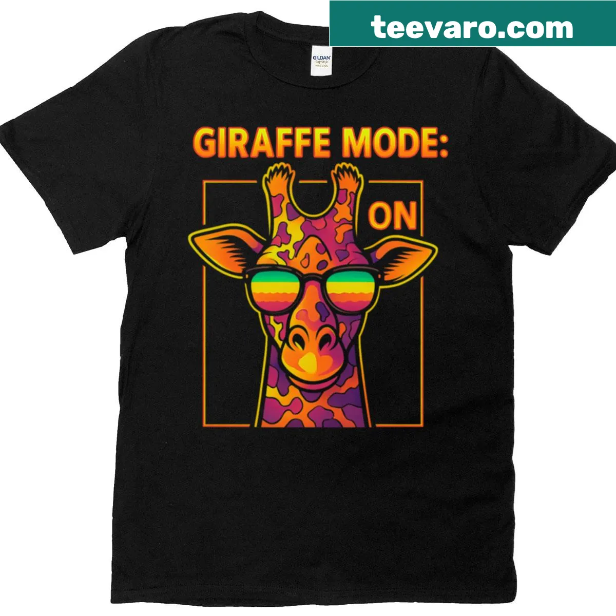 Retro giraffe design with funny text, great for animal lovers — on a men's t-shirt