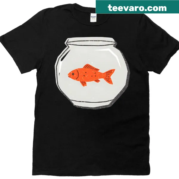 Minimalist design featuring a goldfish in a fishbowl