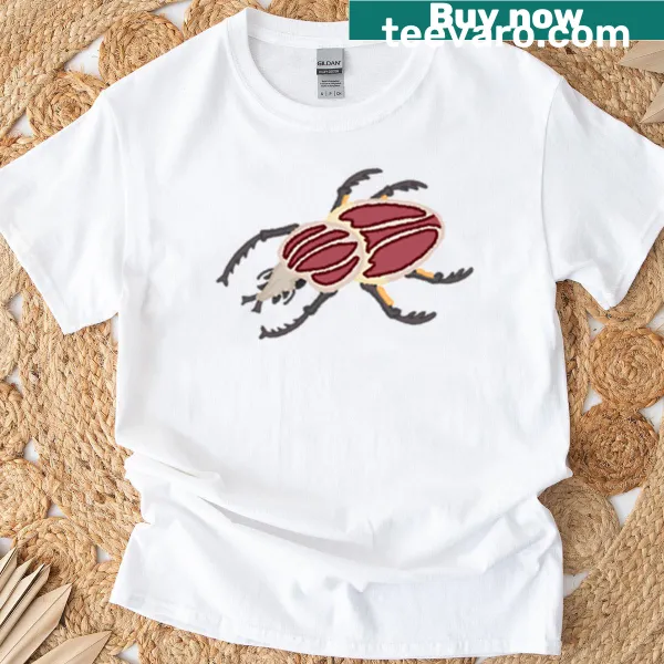 Illustration of a Goliath beetle on a T-shirt