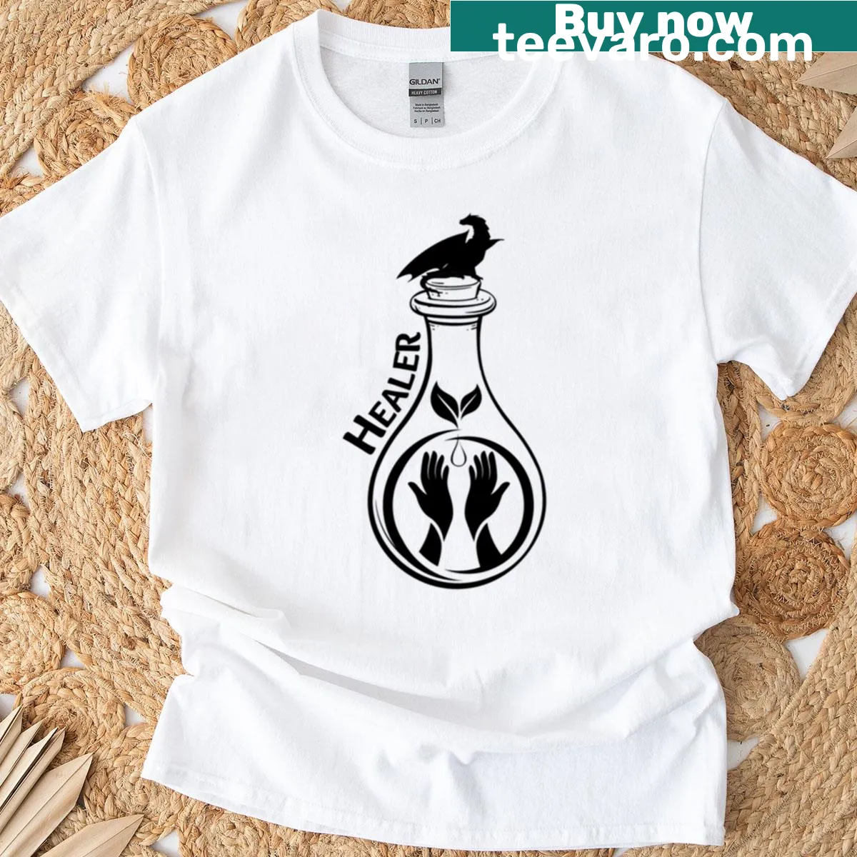 Emblematic t-shirt featuring 'Healers Quadrant Fourth Wing' design — on a men's t-shirt