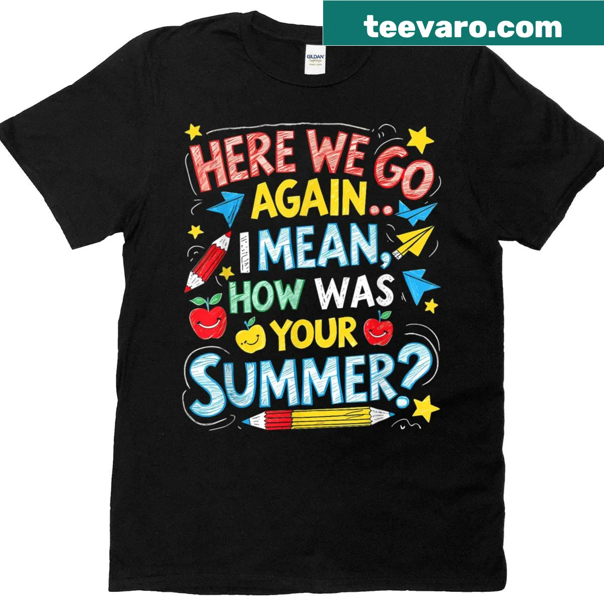 Funny teacher T-shirt with the phrase about returning to school. — on a men's t-shirt