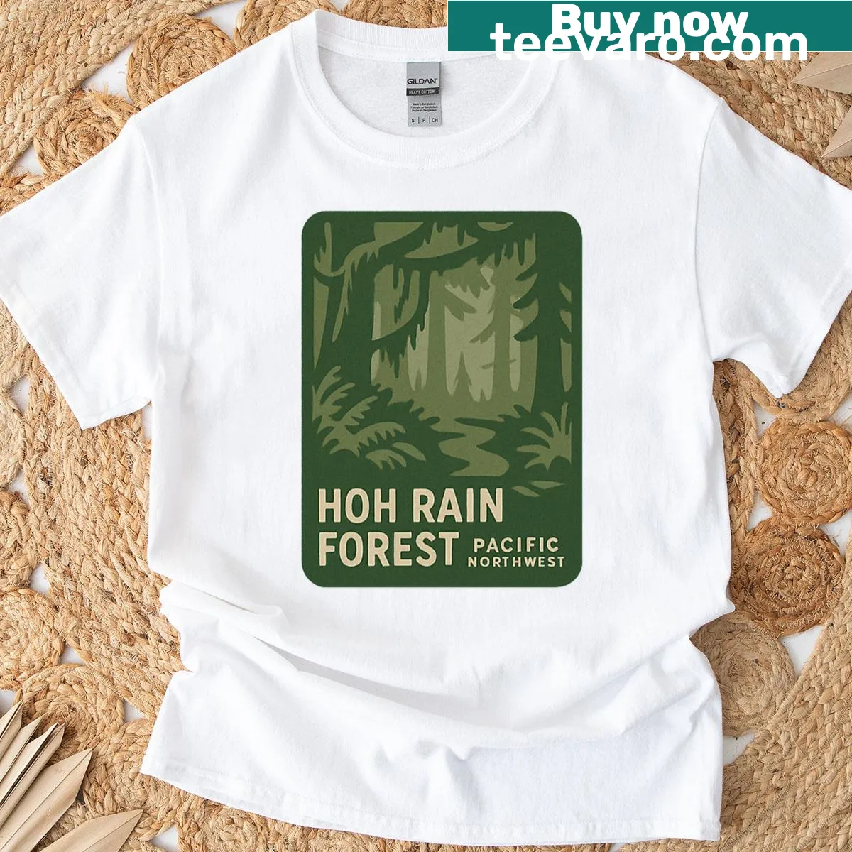 Illustration T-shirt inspired by Hoh Rain Forest with rainforest vibes — on a men's t-shirt