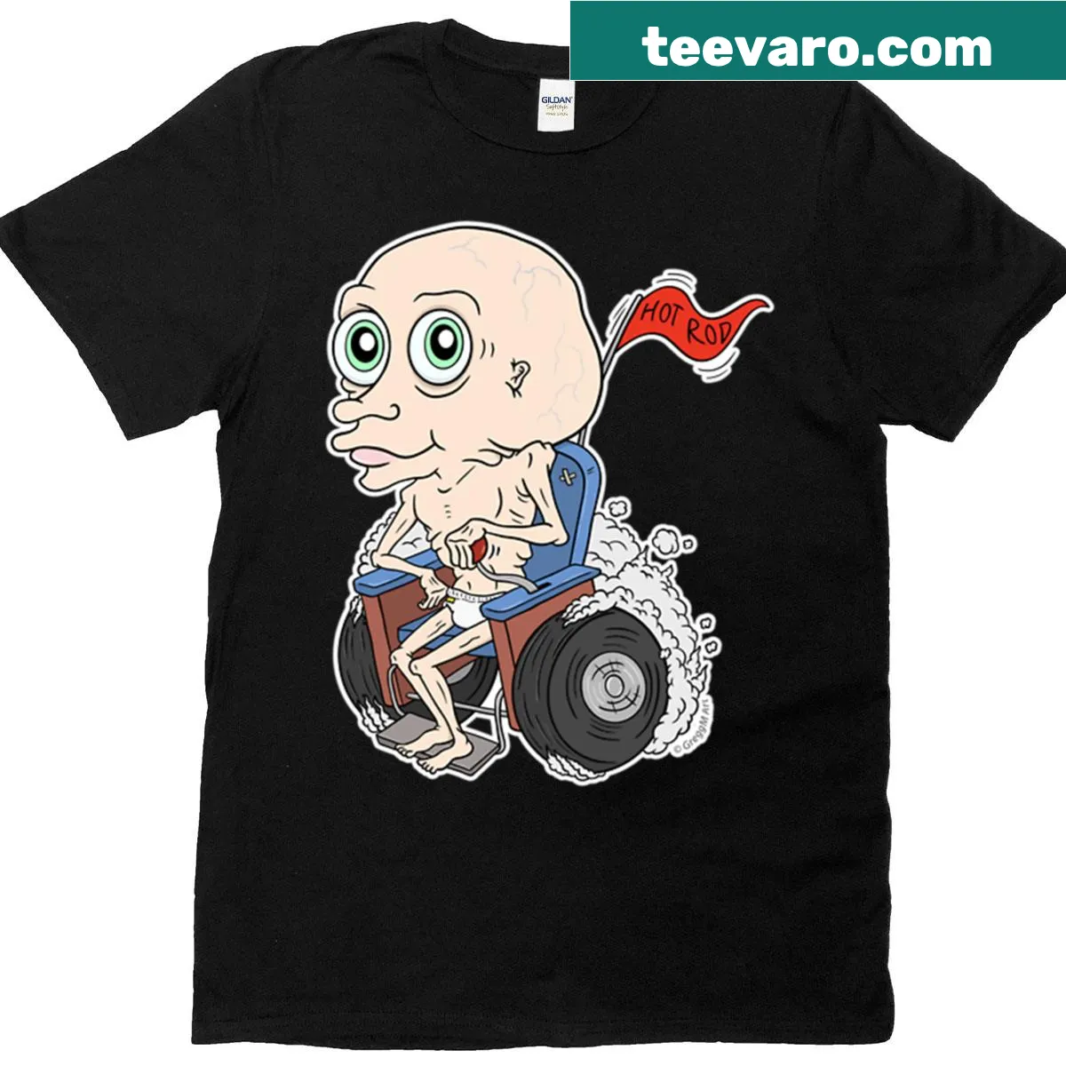 Hot Rod t-shirt featuring a dynamic hot rod design — on a men's t-shirt