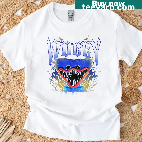 Distressed T-shirt featuring Huggy Wuggy character