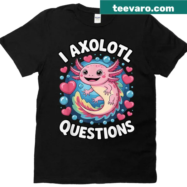 Cartoon axolotl-themed T-shirt for kids and teens