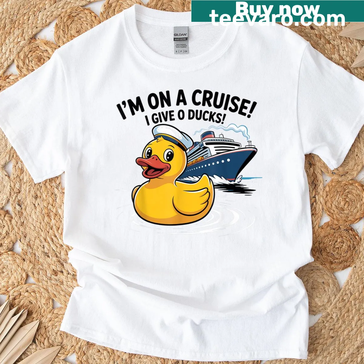 Funny T-shirt with text 'I'm On A Cruise I Give 0 Ducks' — on a men's t-shirt