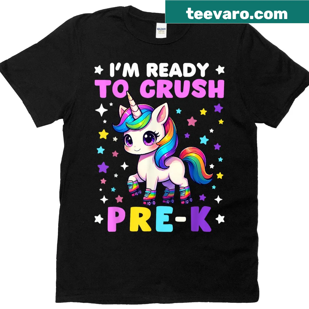 Kids T-shirt with a unicorn skating and text I'm Ready to Crush Pre-k — on a men's t-shirt