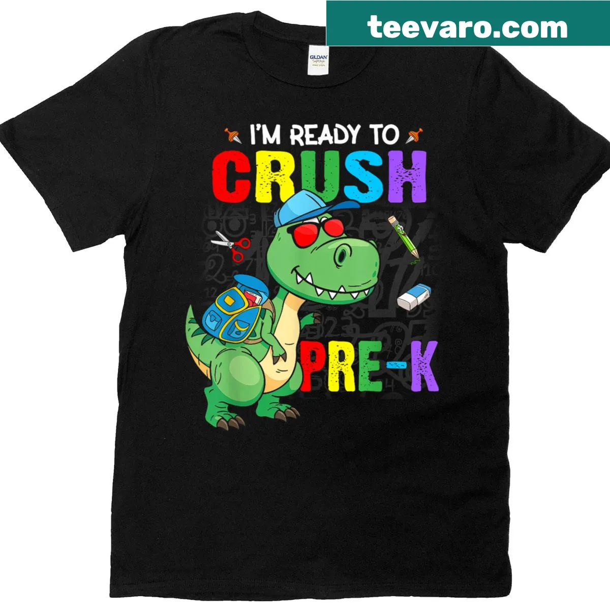 Kids T-shirt with dinosaur design for preschool back to school — on a men's t-shirt