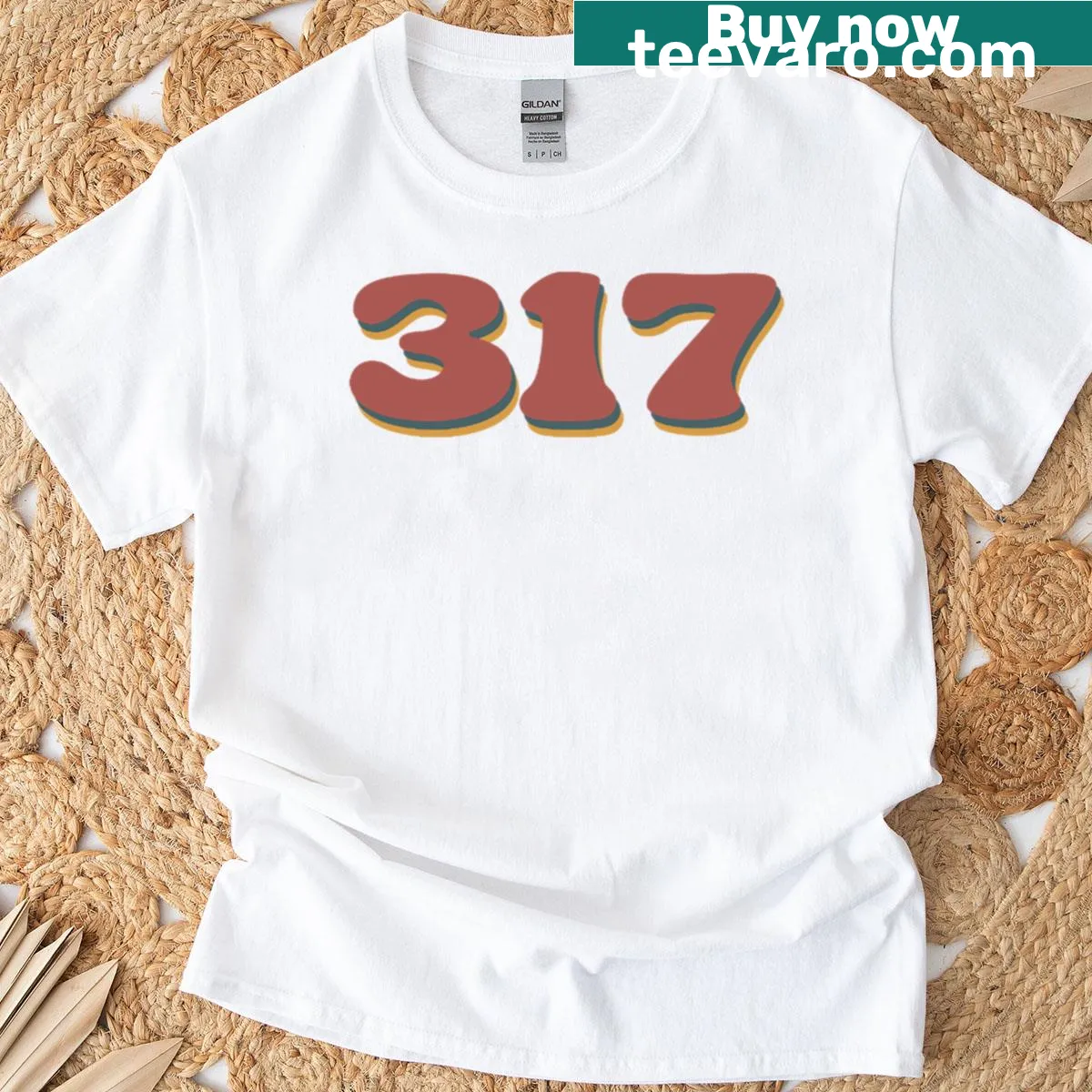 Retro T-shirt featuring the Indiana 317 area code — on a men's t-shirt