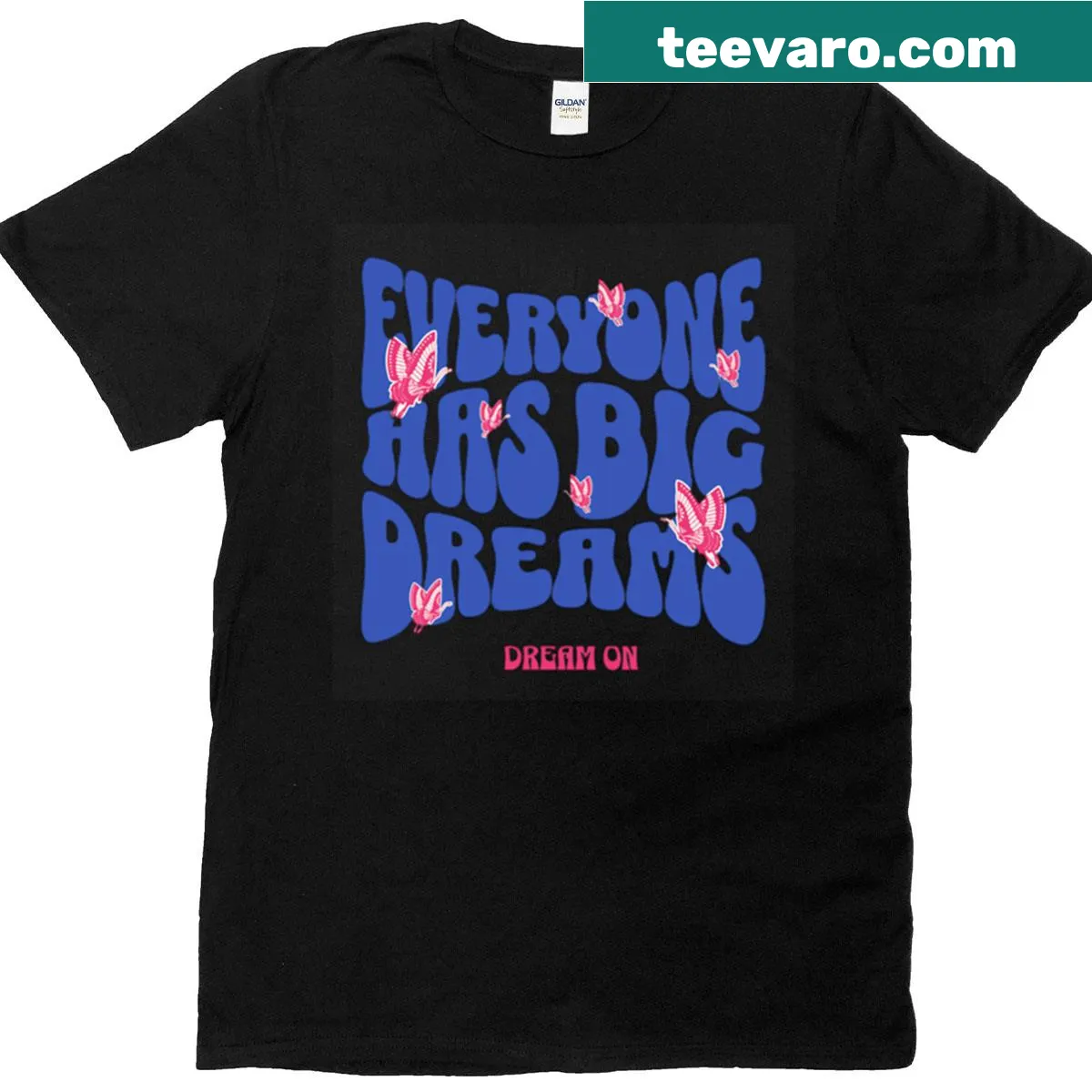 Inspirational dream quote t-shirt with butterfly graphics — on a men's t-shirt