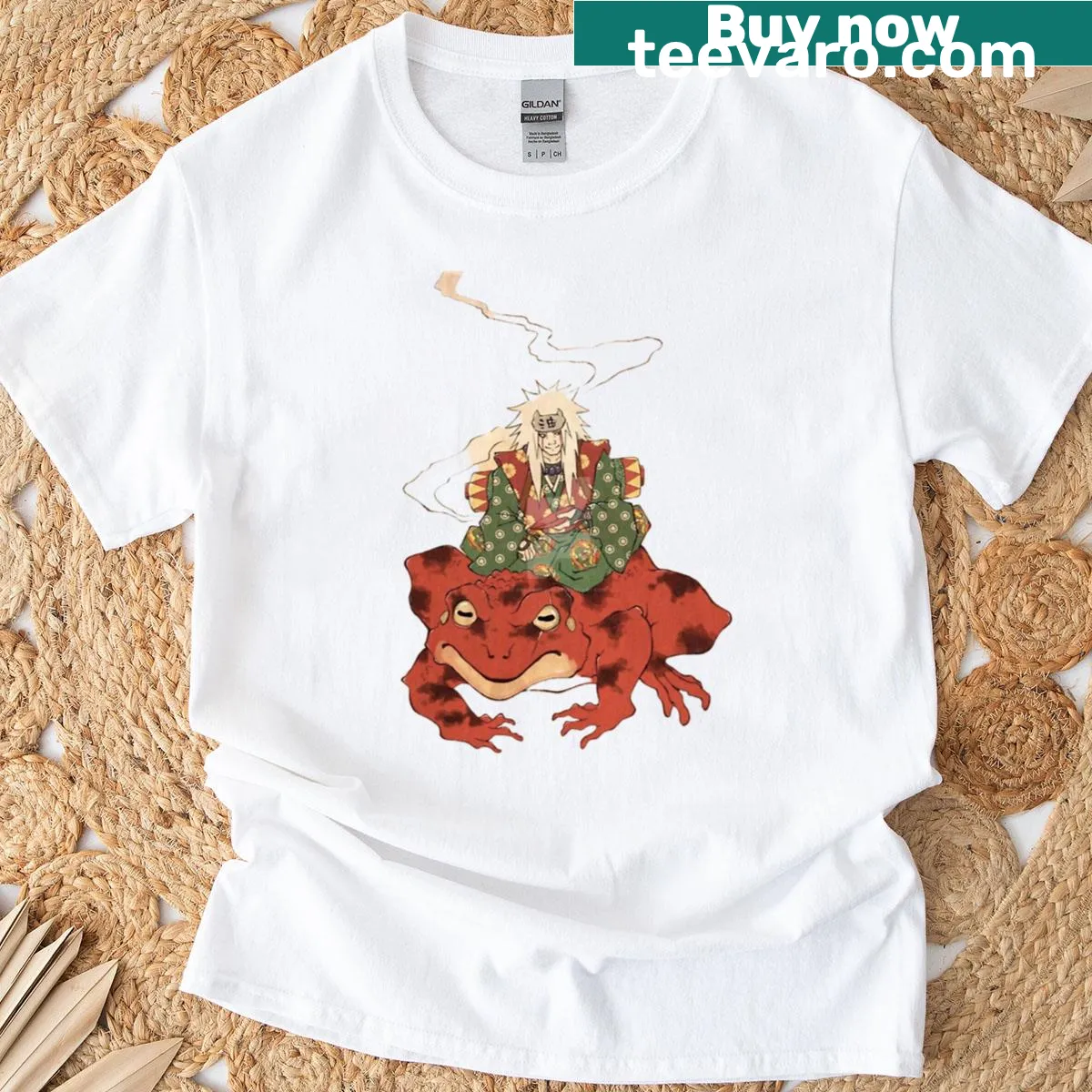 Anime t-shirt featuring Jiraiya, the Toad Sage from Naruto. — on a men's t-shirt