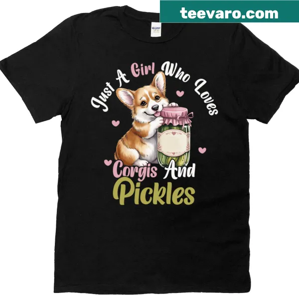 Funny T-shirt featuring corgis and pickles for dog lovers