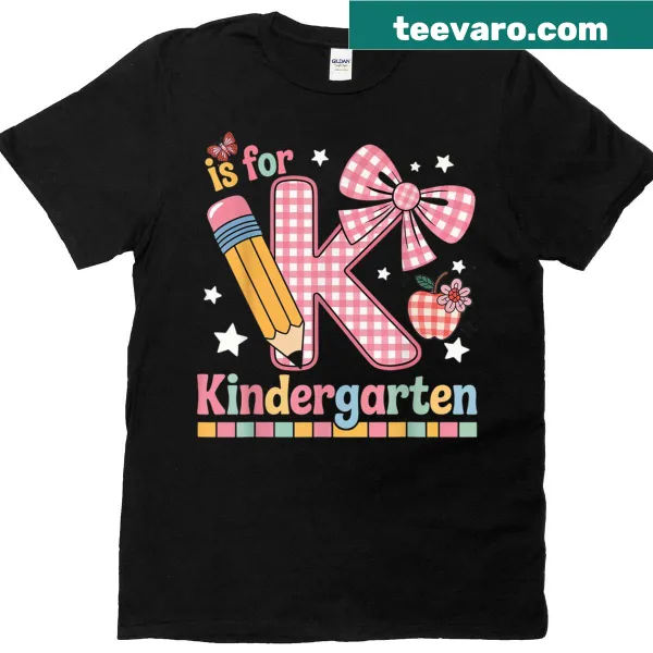 Back-to-school T-shirt featuring a pencil and bow design for kindergarten
