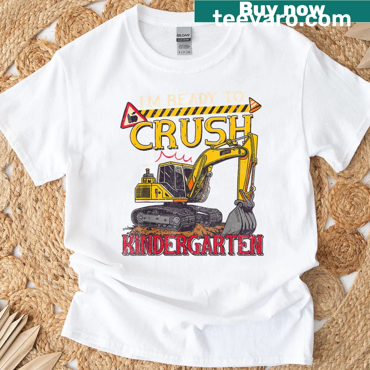 Cartoon construction vehicles design for boys' t-shirt — on a men's t-shirt