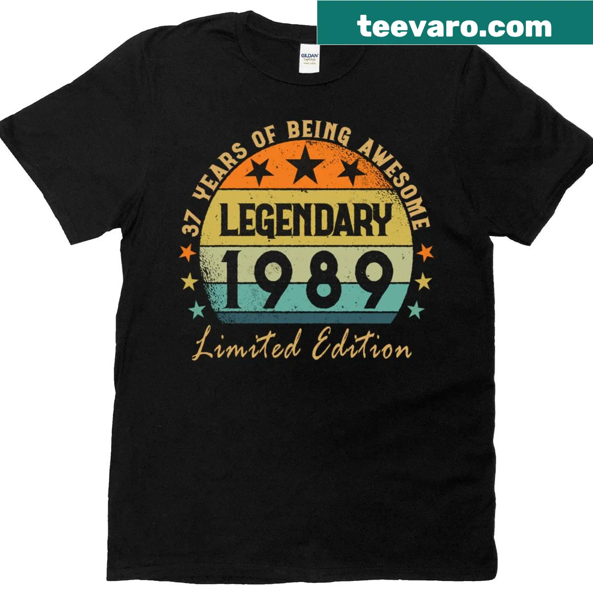 Legendary Since 1989 T-shirt for a 37th birthday celebration — on a men's t-shirt
