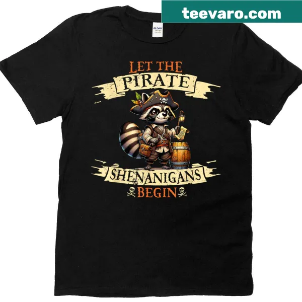 Halloween t-shirt with pirate raccoon graphic