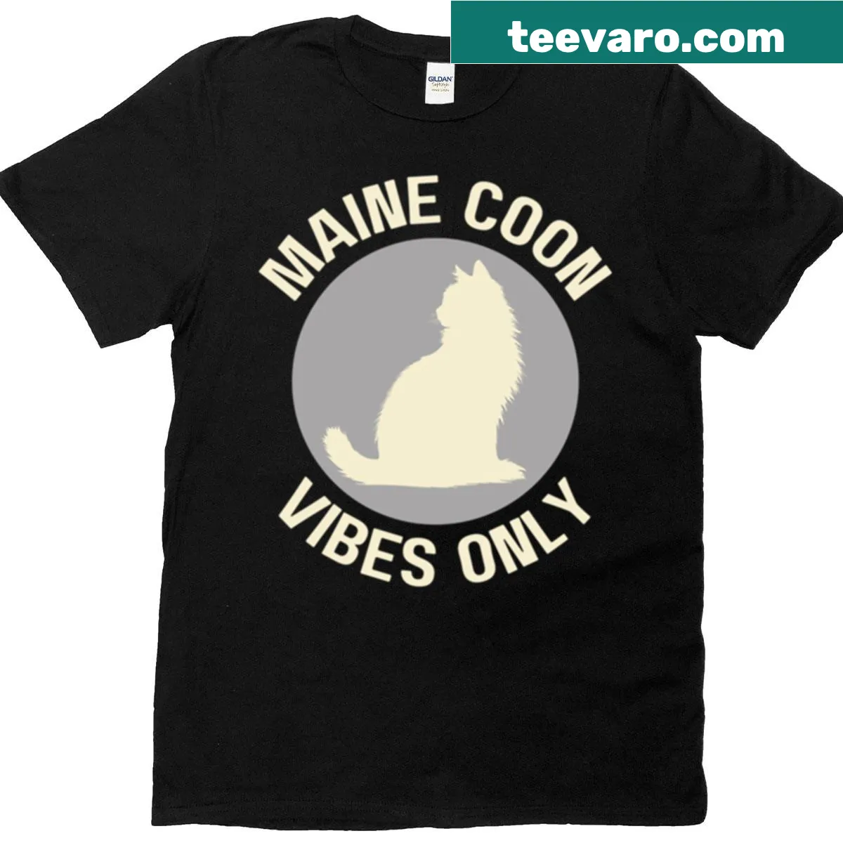 Silhouette of a Maine Coon cat design on a casual T-shirt — on a men's t-shirt