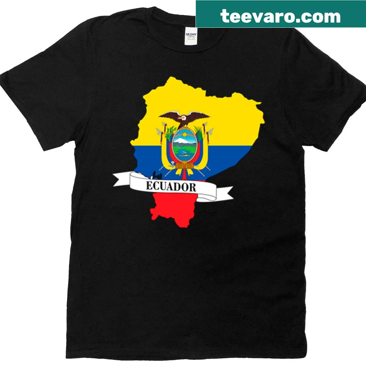 Map design incorporating the flag of Ecuador — on a men's t-shirt