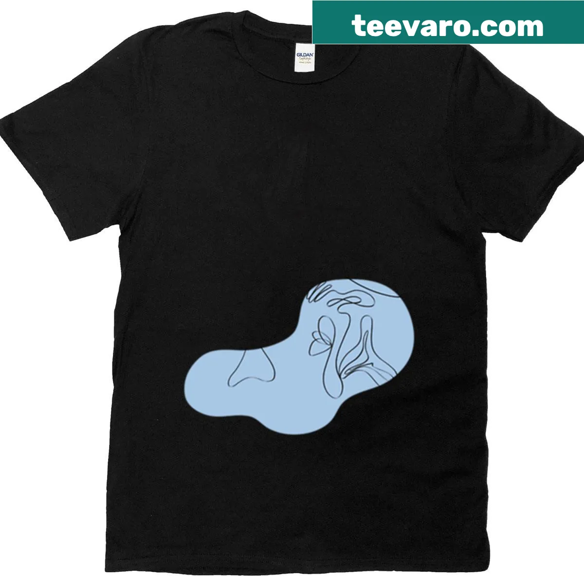 Minimalist illustration of Vietnamese girl in ao dai and conical hat — on a men's t-shirt