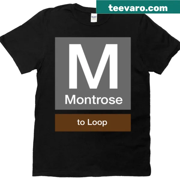 Illustrated Montrose Brown Line train stop sign on shirt
