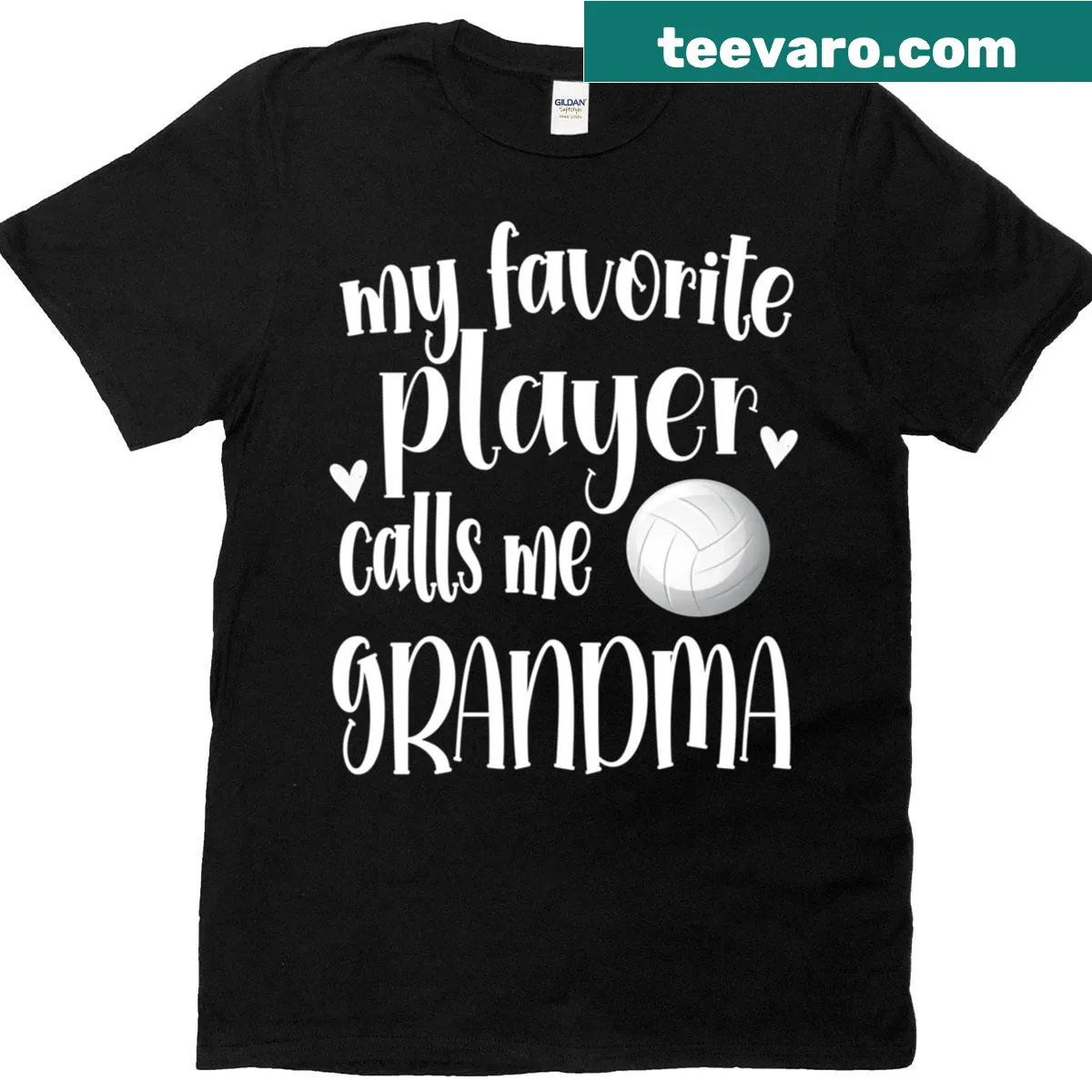 T-shirt for grandmas with the phrase My Favorite Volleyball Player Calls Me Grandma — on a men's t-shirt