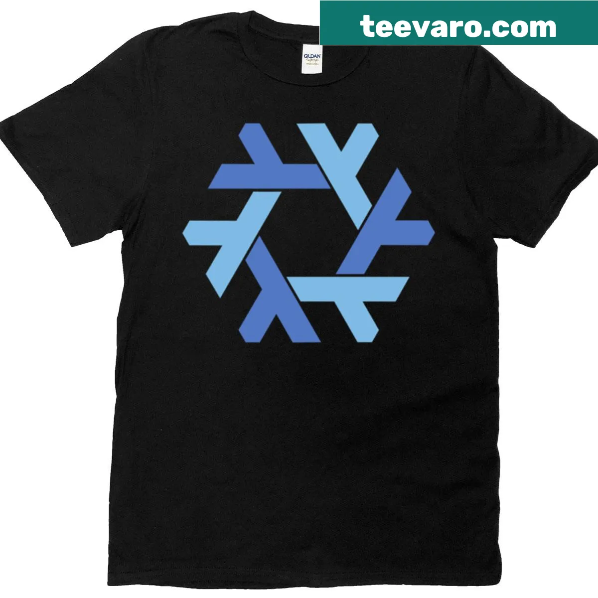 Nixos logo graphic on a T-shirt — on a men's t-shirt