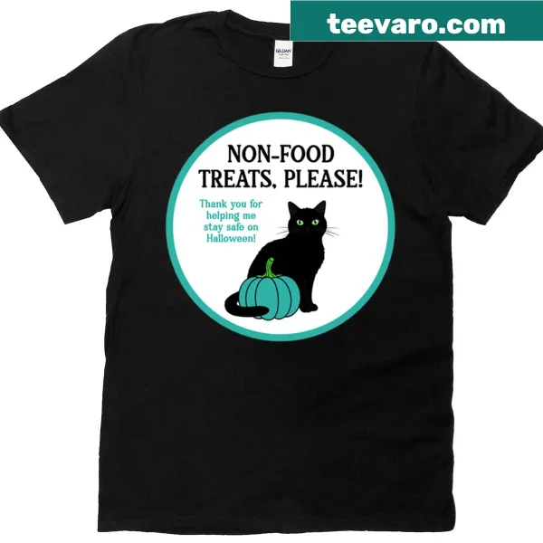 Teal pumpkin graphic with text promoting non-food treats for allergies.