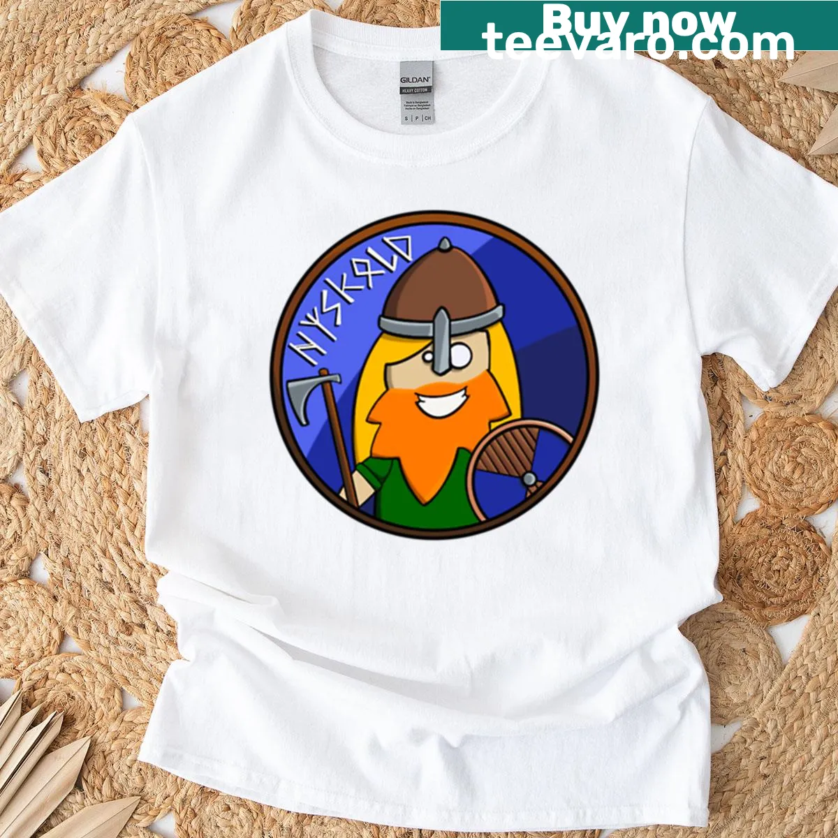 Nature-inspired illustration on the Nyskald Wood Circle T-shirt — on a men's t-shirt