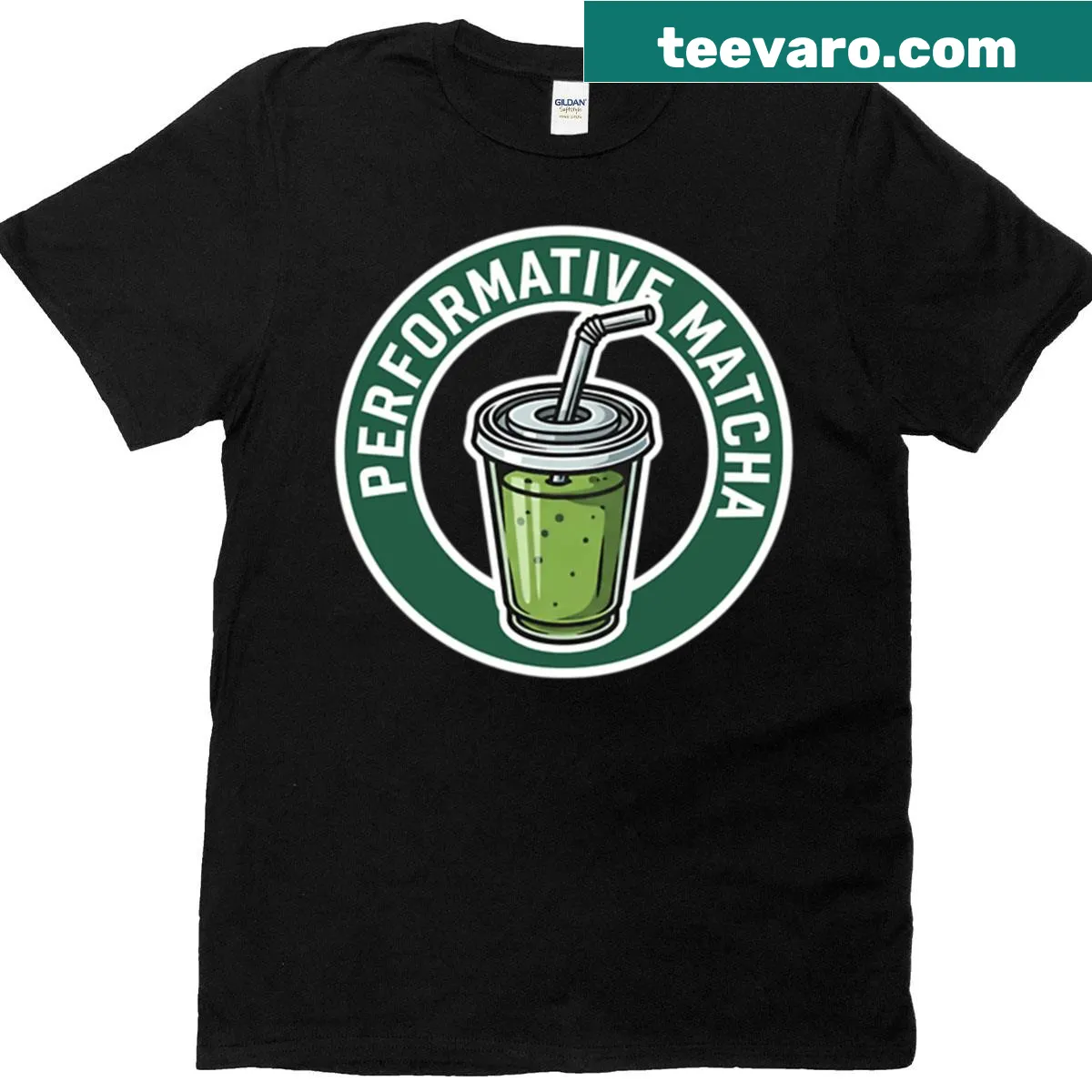 Cute T-shirt celebrating matcha with playful design — on a men's t-shirt