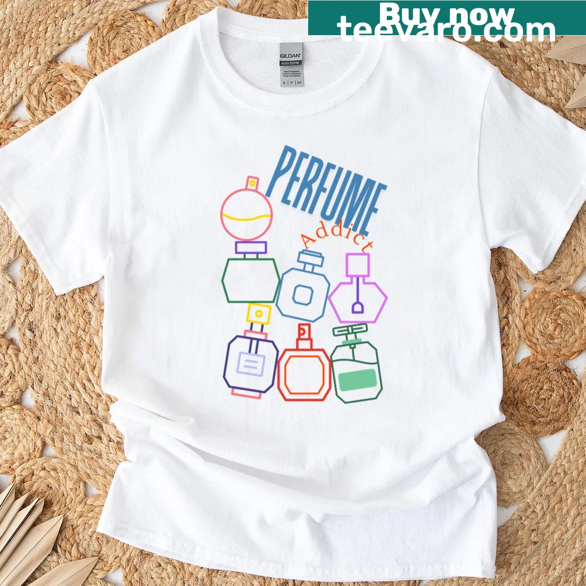 Stylish T-shirt expressing love for perfume in elegant typography. — on a men's t-shirt