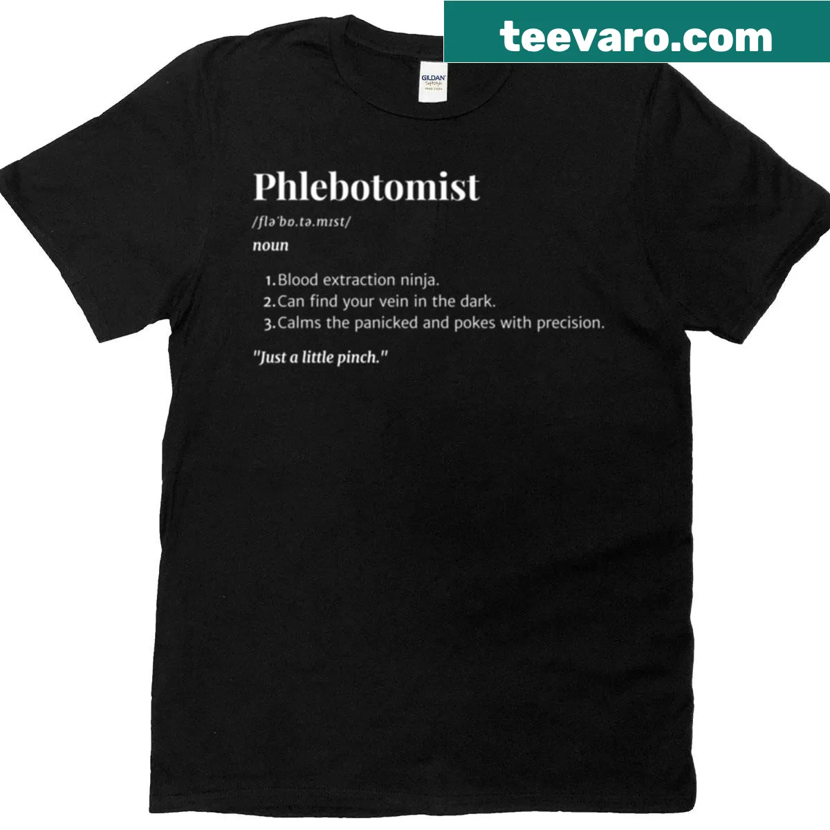 Funny phlebotomist definition T-shirt design for medical workers — on a men's t-shirt
